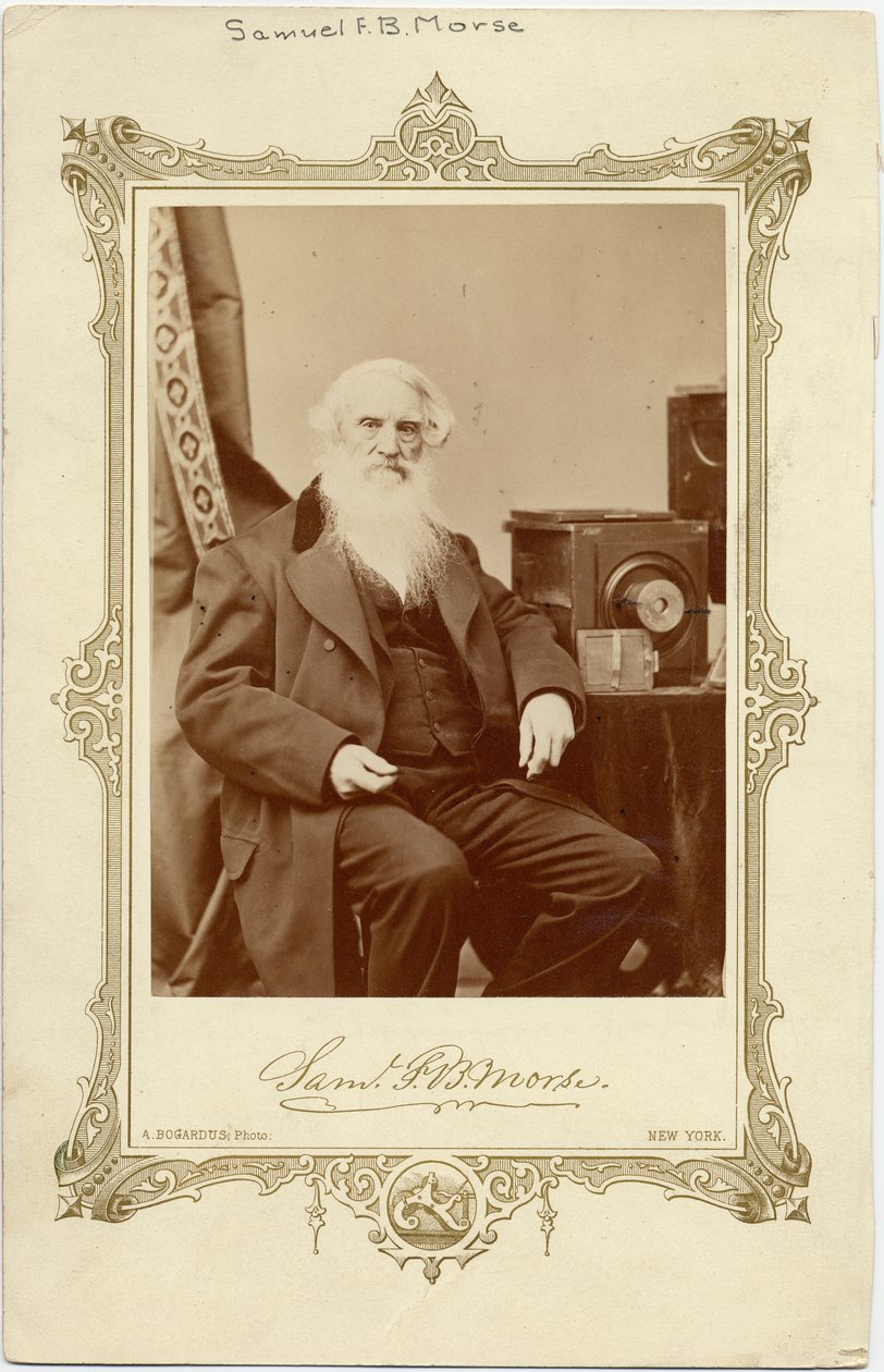 Samuel Finlay Breese Morse（1791-1872）、アメリカの画家、単線電信とモールス符号の発明者。 A Bogardus、ニューヨークの写真（アルブメン写真） 作： アメリカの写真家