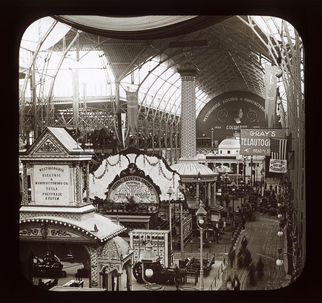 Worlds Columbian Exposition：Electricity Building、Chicago、1893（ランタンスライド） 作： アメリカの写真家