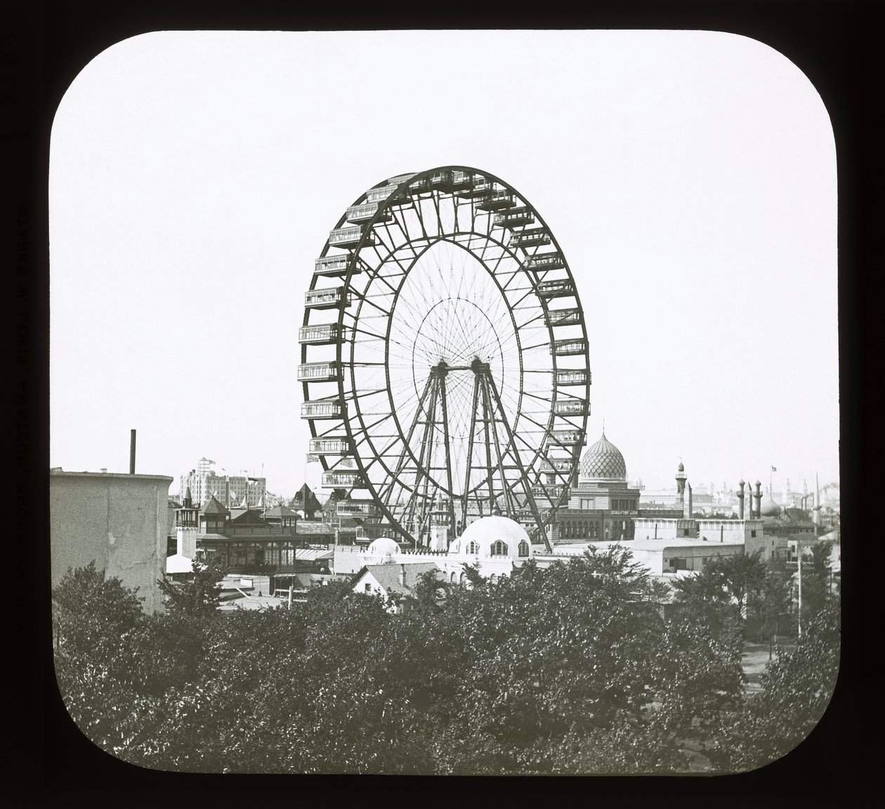 世界コロンビア博覧会：観覧車、シカゴ、1893年（ランタンスライド） 作： アメリカの写真家