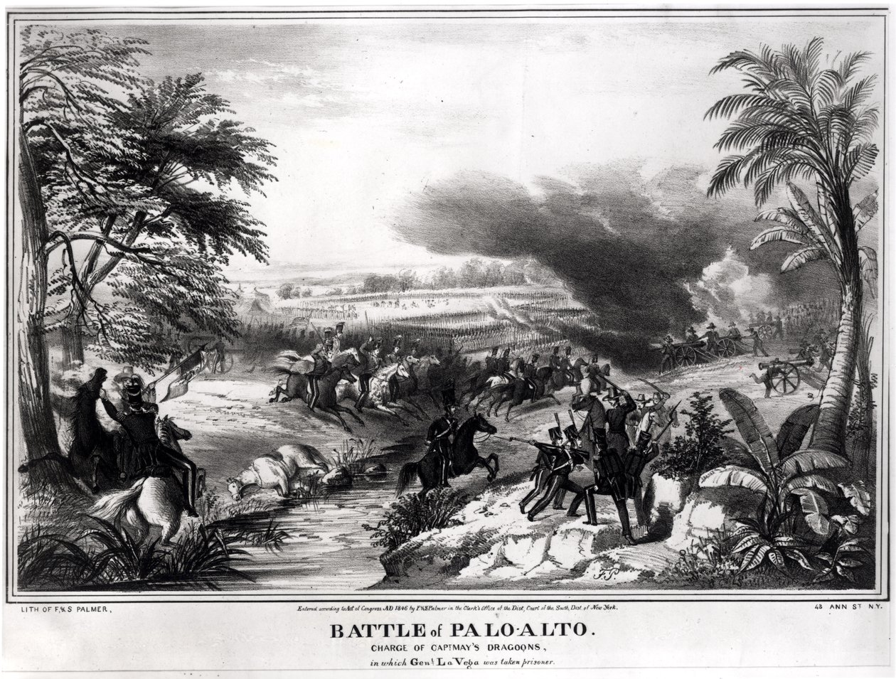 パロアルトの戦い。 1846年5月8日、ラベガ将軍が捕虜となったキャプテンメイの竜騎兵の告発 作： アメリカの学校