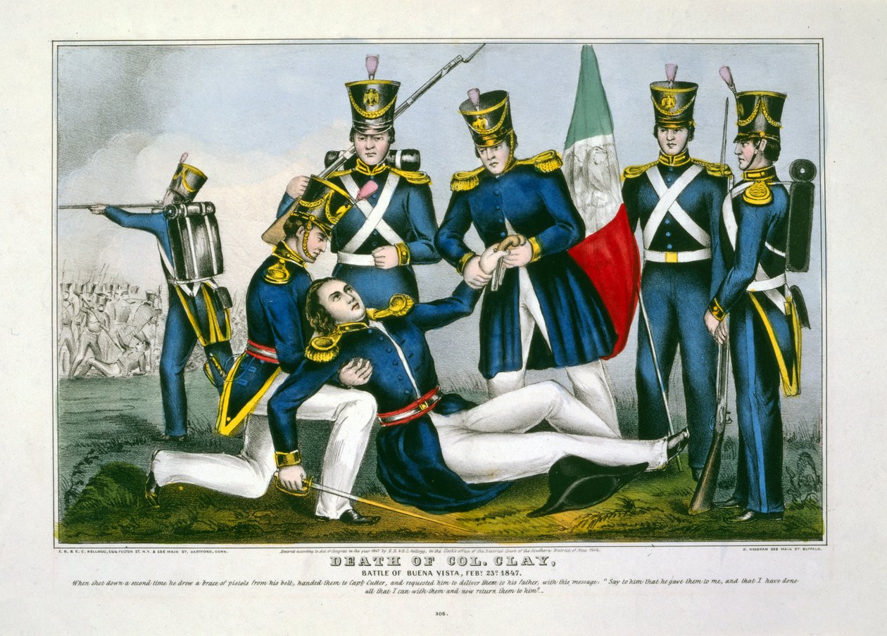 クレイ大佐の死、ブエナビスタの戦い、ファビー。 23d、1847、パブ。 1847年（手描きの彫刻） 作： アメリカの学校