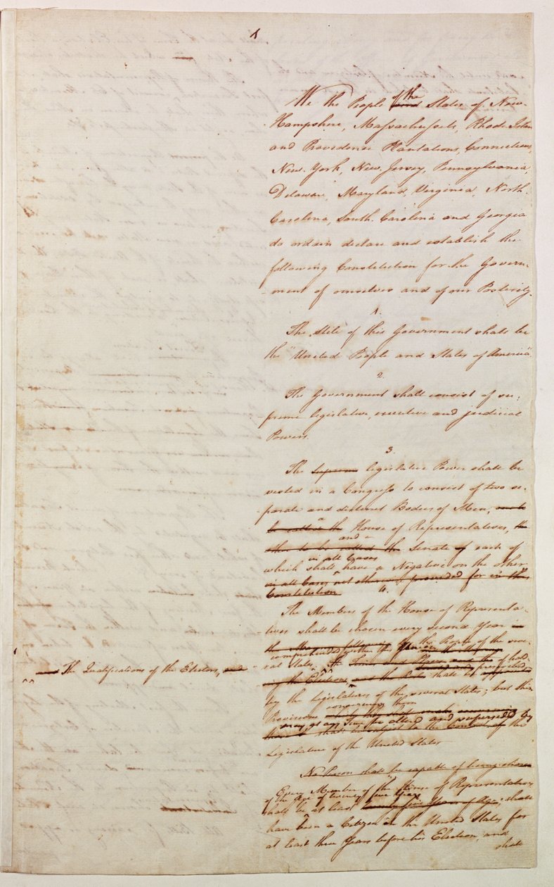 アメリカ合衆国憲法の最初の草案、1787 作： アメリカの学校