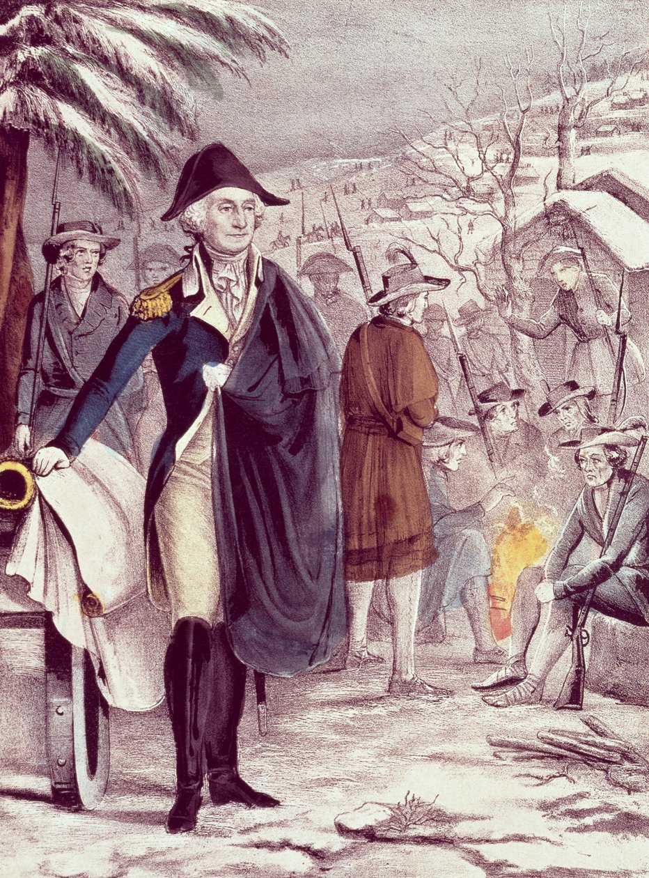 1777年12月、バレーフォージのジョージワシントン、ナサニエルキュリアー（1813-88）によって彫刻 作： アメリカの学校