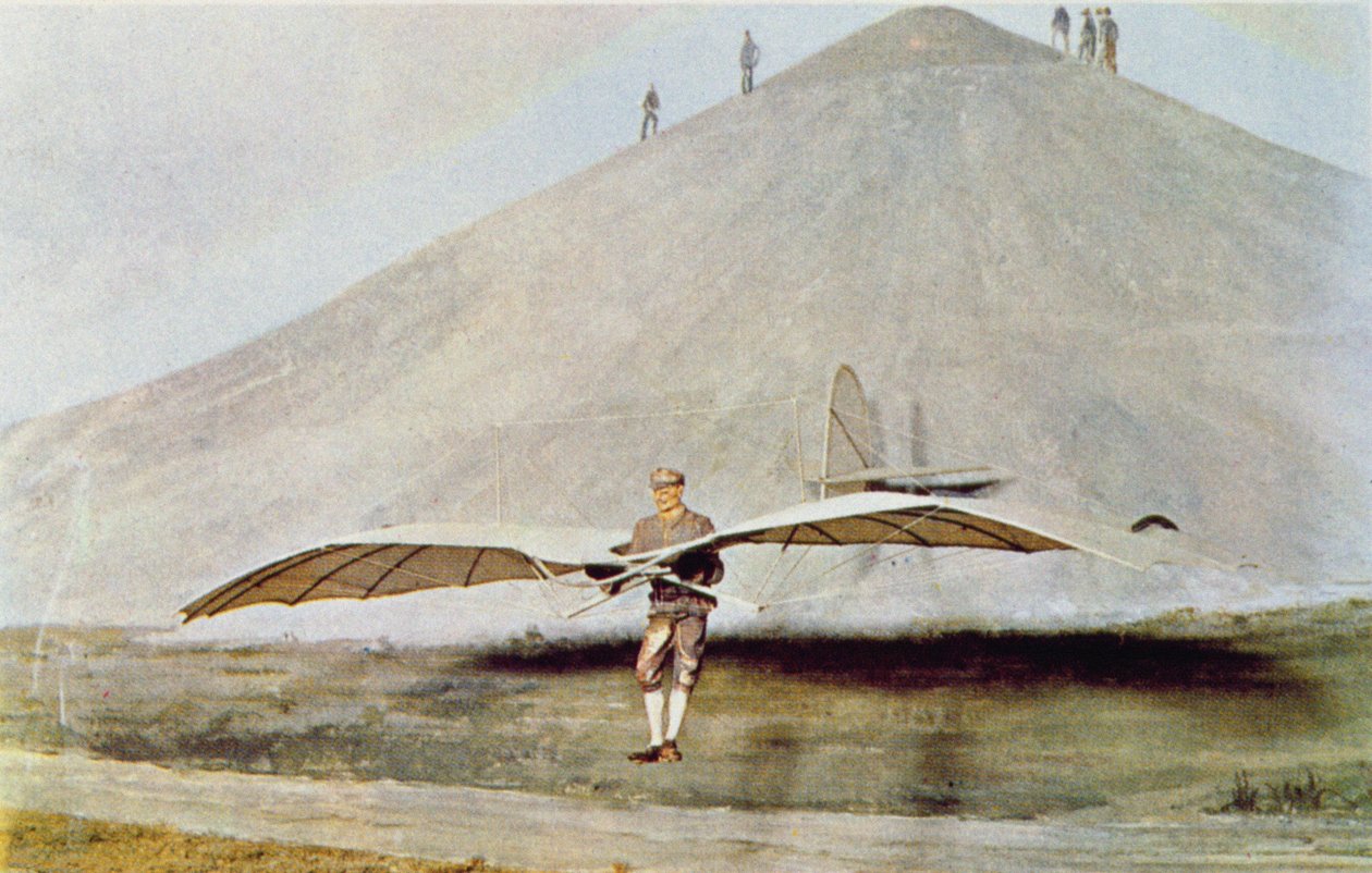 &39;Scientific American&39;のオットーリリエンタール（1848-96）の多くの飛行実験の1つ 作： アメリカの学校