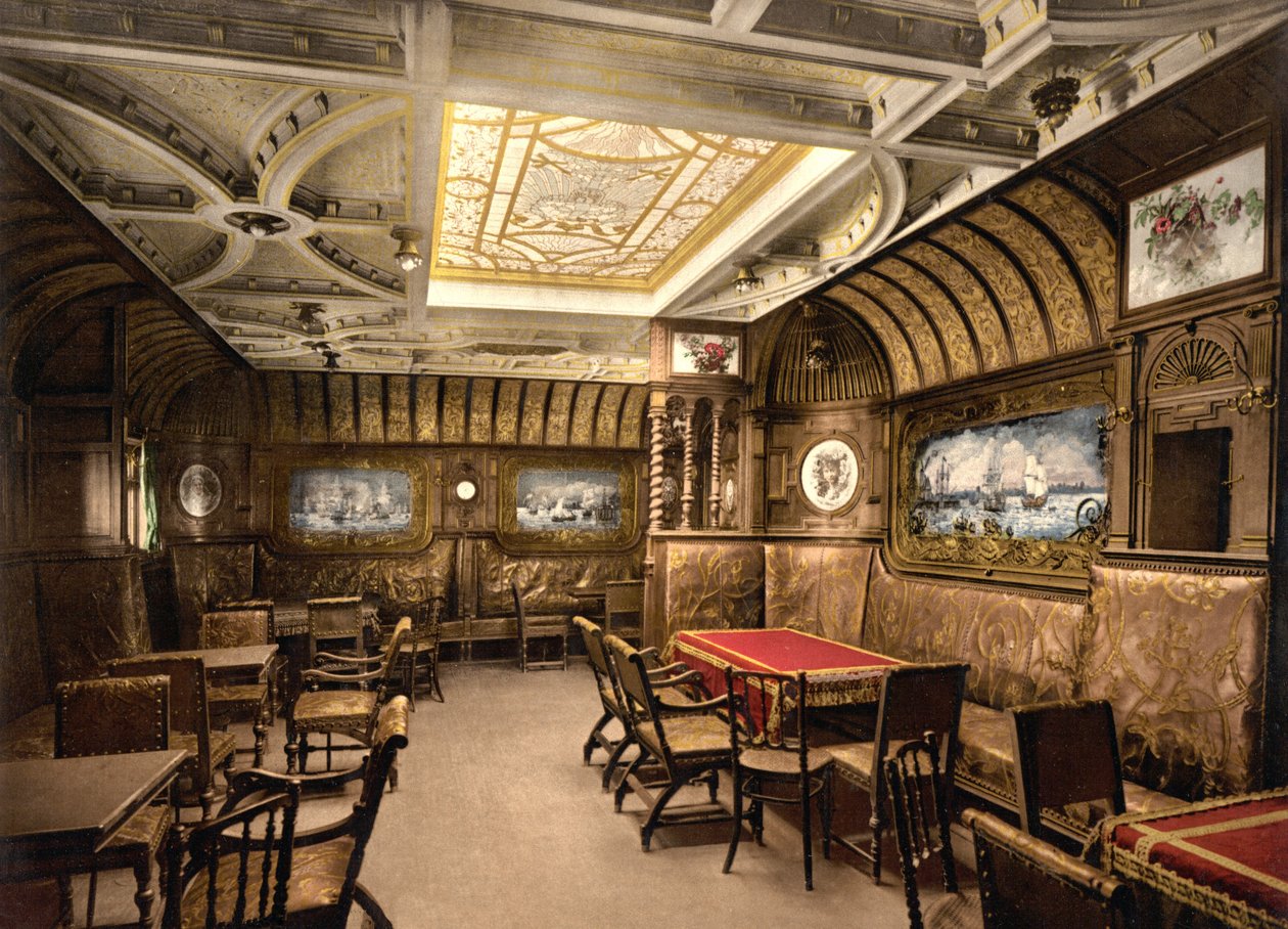 カイザーヴィルヘルムデアグロースの喫煙サロン、パブ。 C. 1897（カラーリトグラフ） 作： アメリカの学校