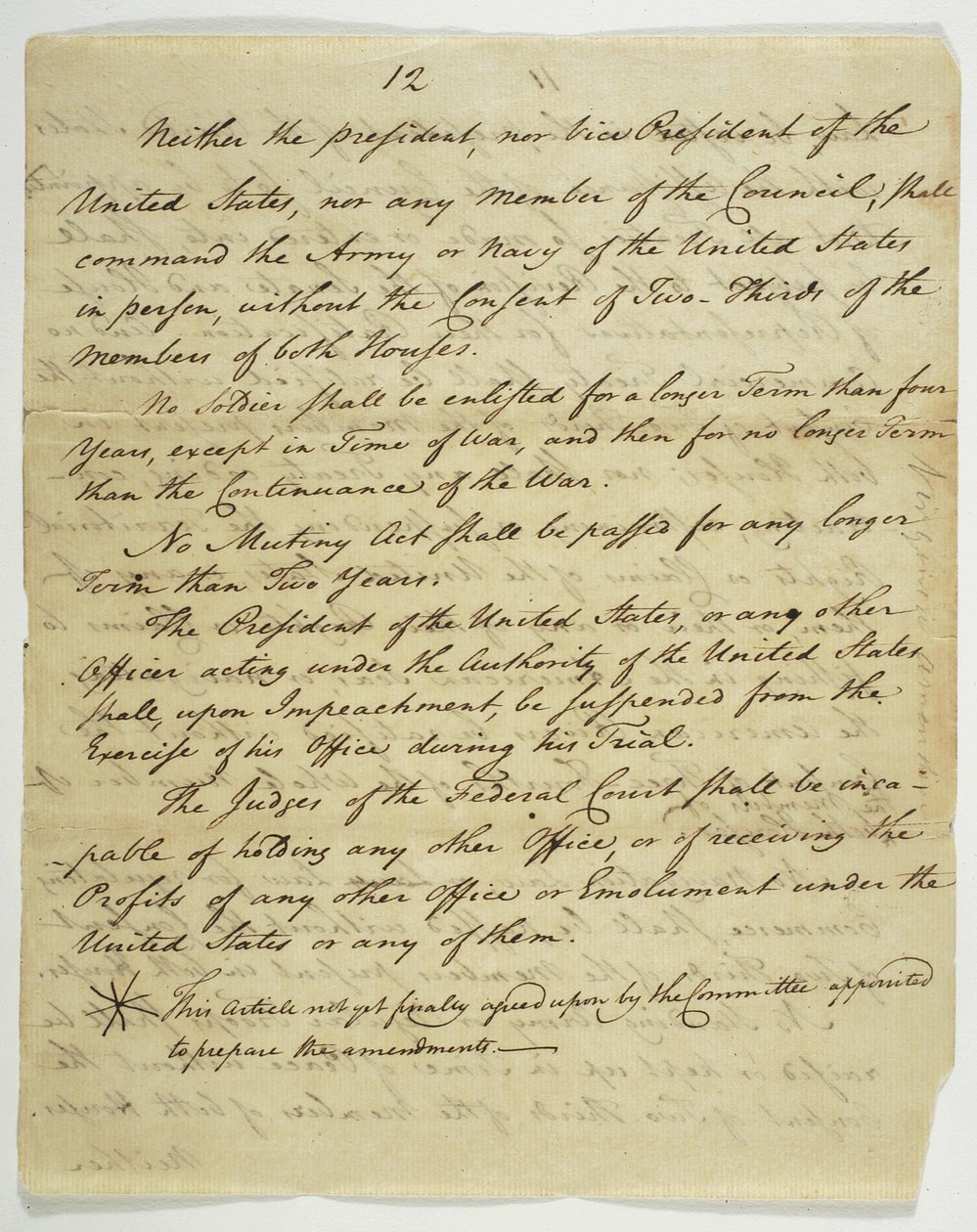 権利章典、1789年に連邦政府ホールで署名されたコピー（紙にインク） 作： アメリカの学校
