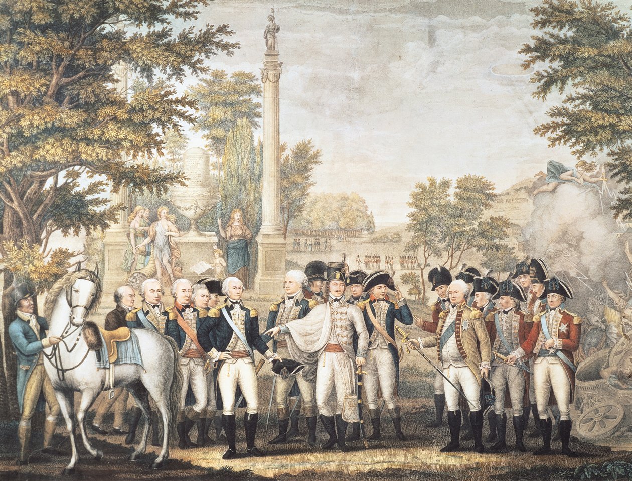1781年10月、バージニア州ヨークタウンでの敗北後のイギリス将軍の降伏 作： アメリカの学校