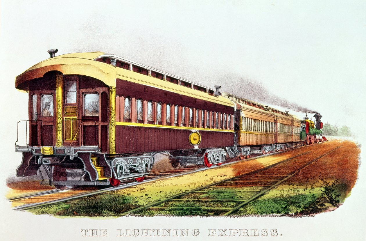 Nathaniel Currier（1813-88）およびJames Merritt Ives（1824-95）によって公開されたLightning Express 作： アメリカの学校