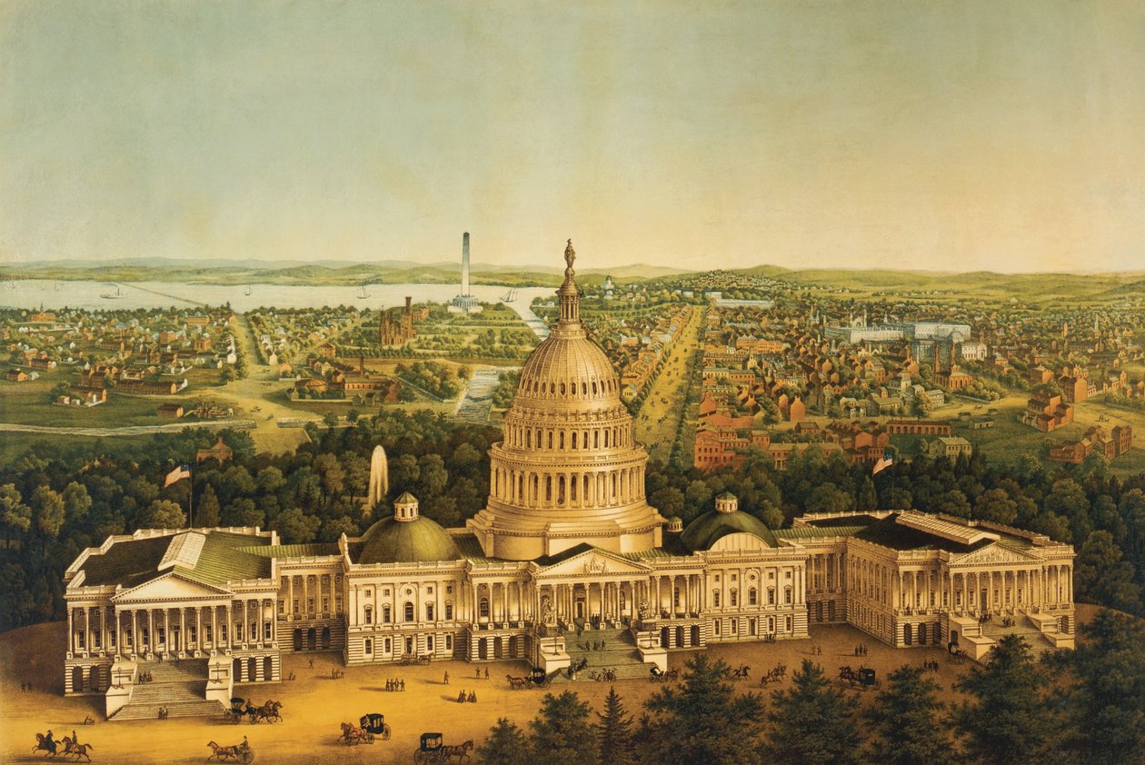 ワシントン、都市の眺めc.1868 作： アメリカの学校