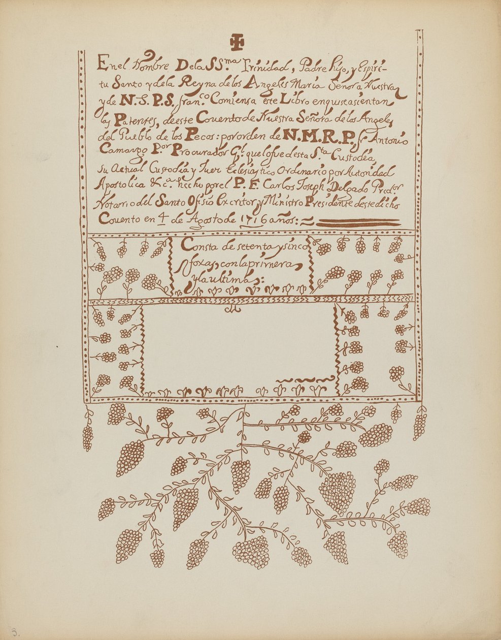プレート 3: Pecos Book of Visitations: Portfolio "Spanish Colonial Designs of New Mexico" より 作： アメリカの20世紀