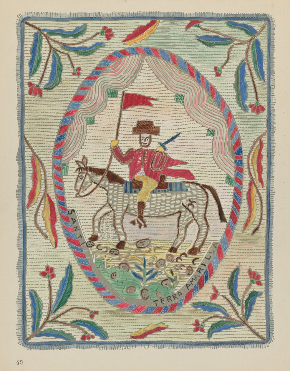 Plate 45: Embroidered Bedspread (St. James): From Portfolio "Spanish Colonial Designs of New Mexico"   1224689   ja       japanese Successfully Translated  Original: Huis met een ezel bij een drinkbak Translat: Huis met een ezel bij een drinkbak 1386602 ja 作： アメリカの20世紀