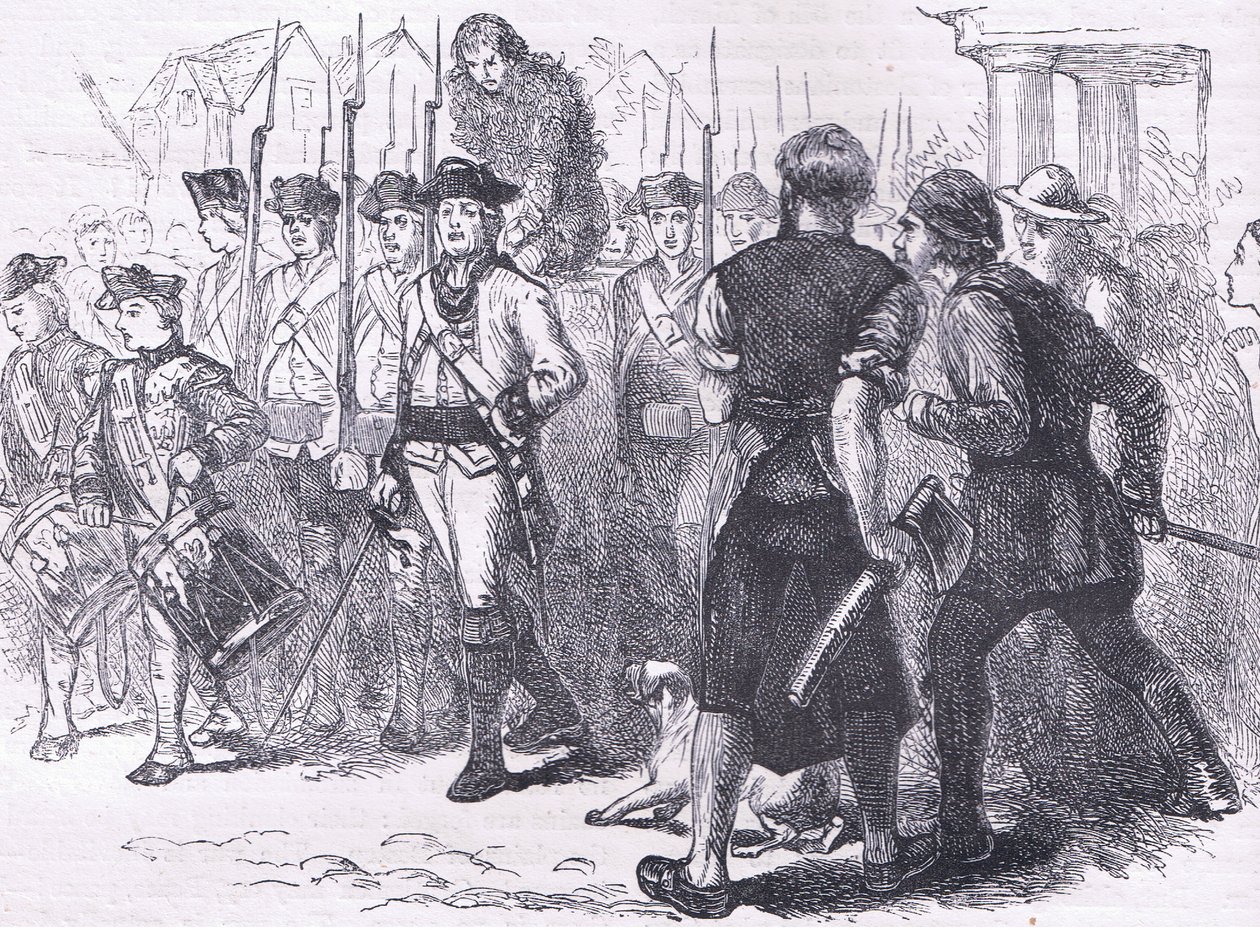 1900年頃にCassell, Petter & Galpin社から出版された『Cassells History of the United States』に掲載されたイラスト（リトグラフ）。 作： アメリカ英語学校