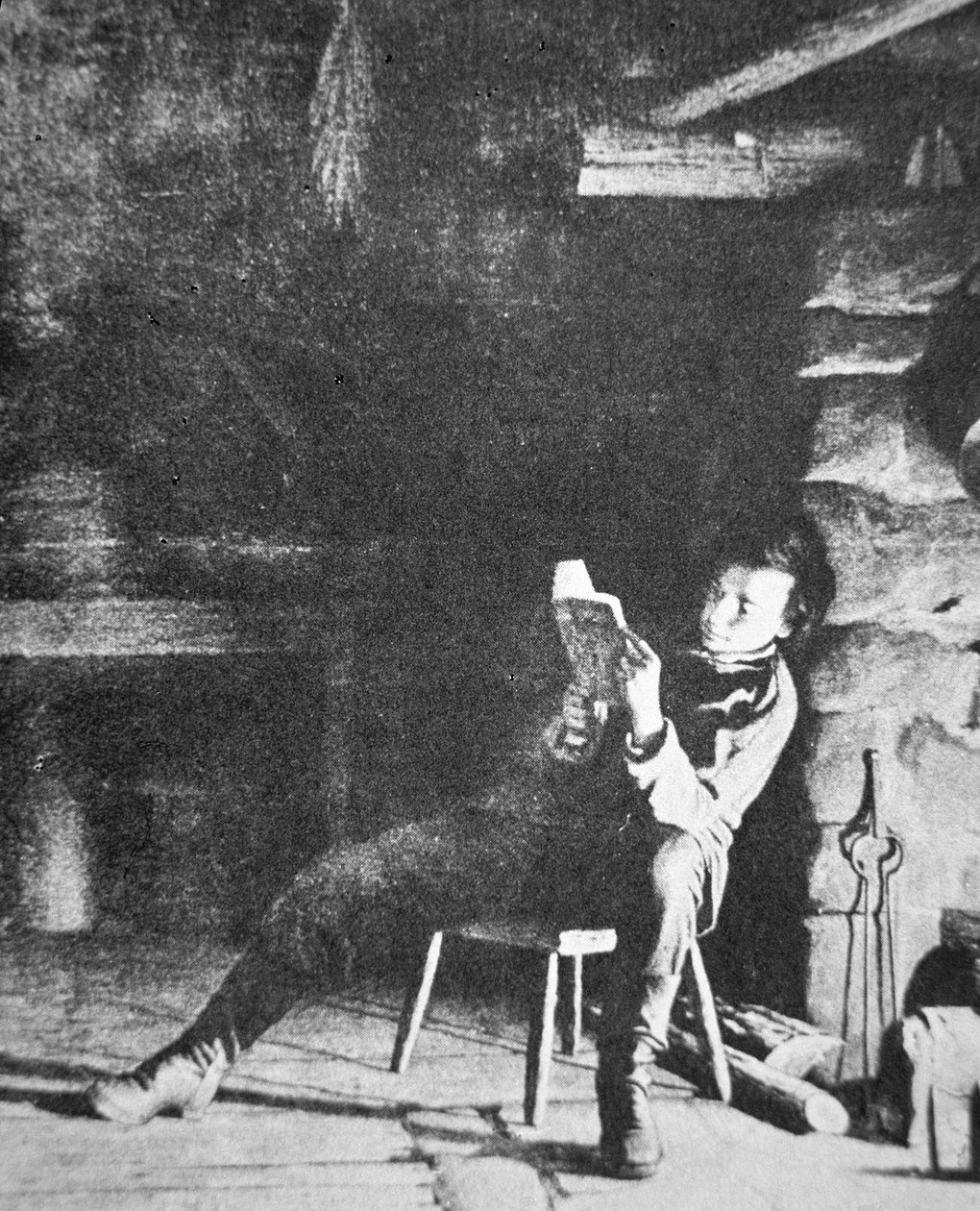 少年時代のエイブラハム・リンカーン（1809-65）（モノクロ写真