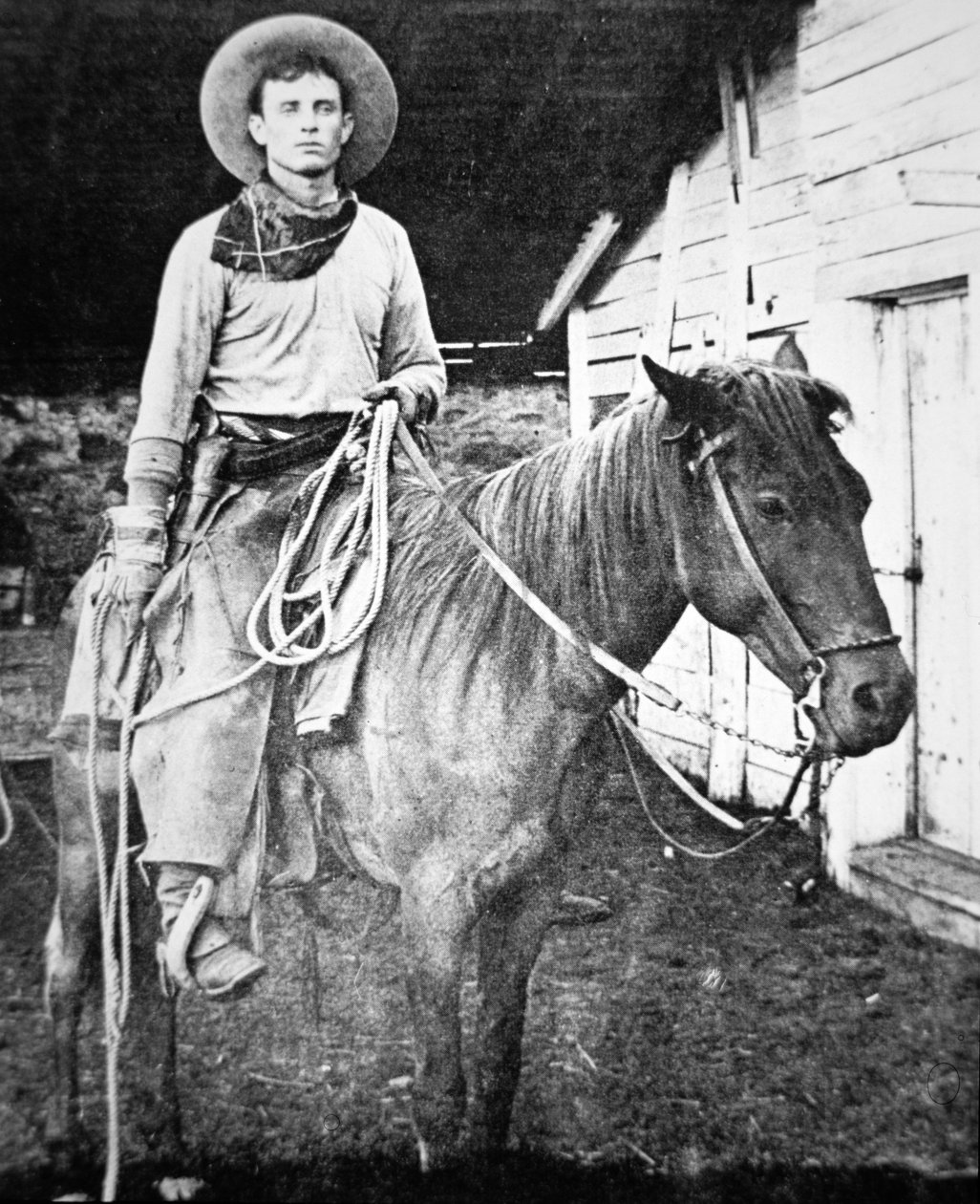 カンザスのアメリカ人カウボーイ、1880年頃（モノクロ写真