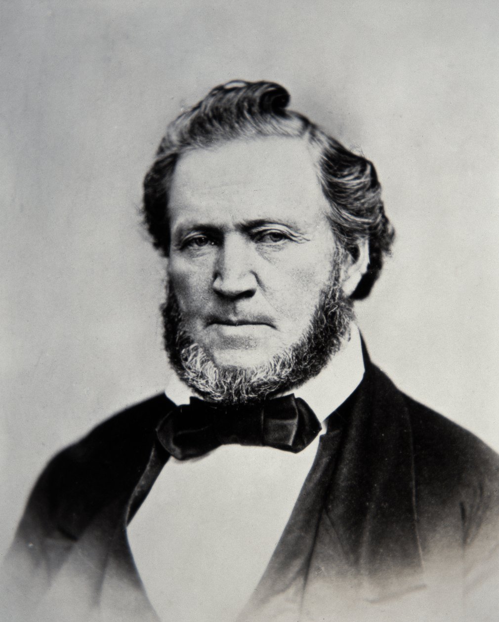 ブリガム・ヤング（1801～77）モルモン教会第2代会長（モノクロ写真 作： アメリカの写真家