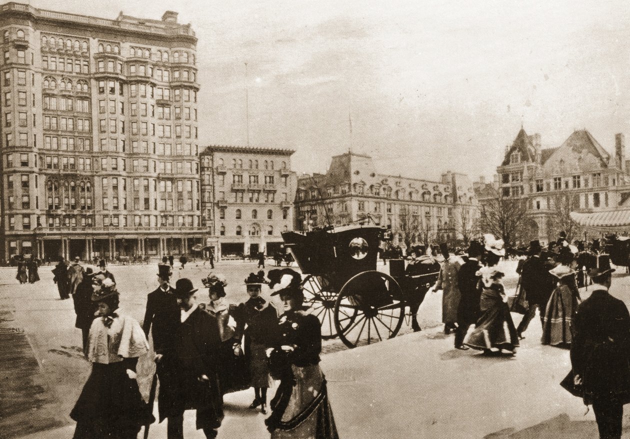プラザホテルの前、ニューヨーク市、1896 作： アメリカの写真家