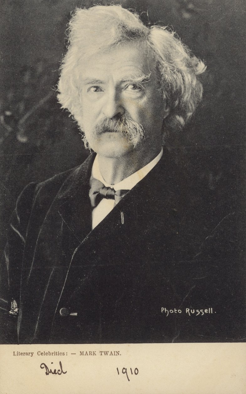 マーク・トウェイン（1835～1910）、アメリカの作家（モノクロ写真） 作： アメリカの写真家