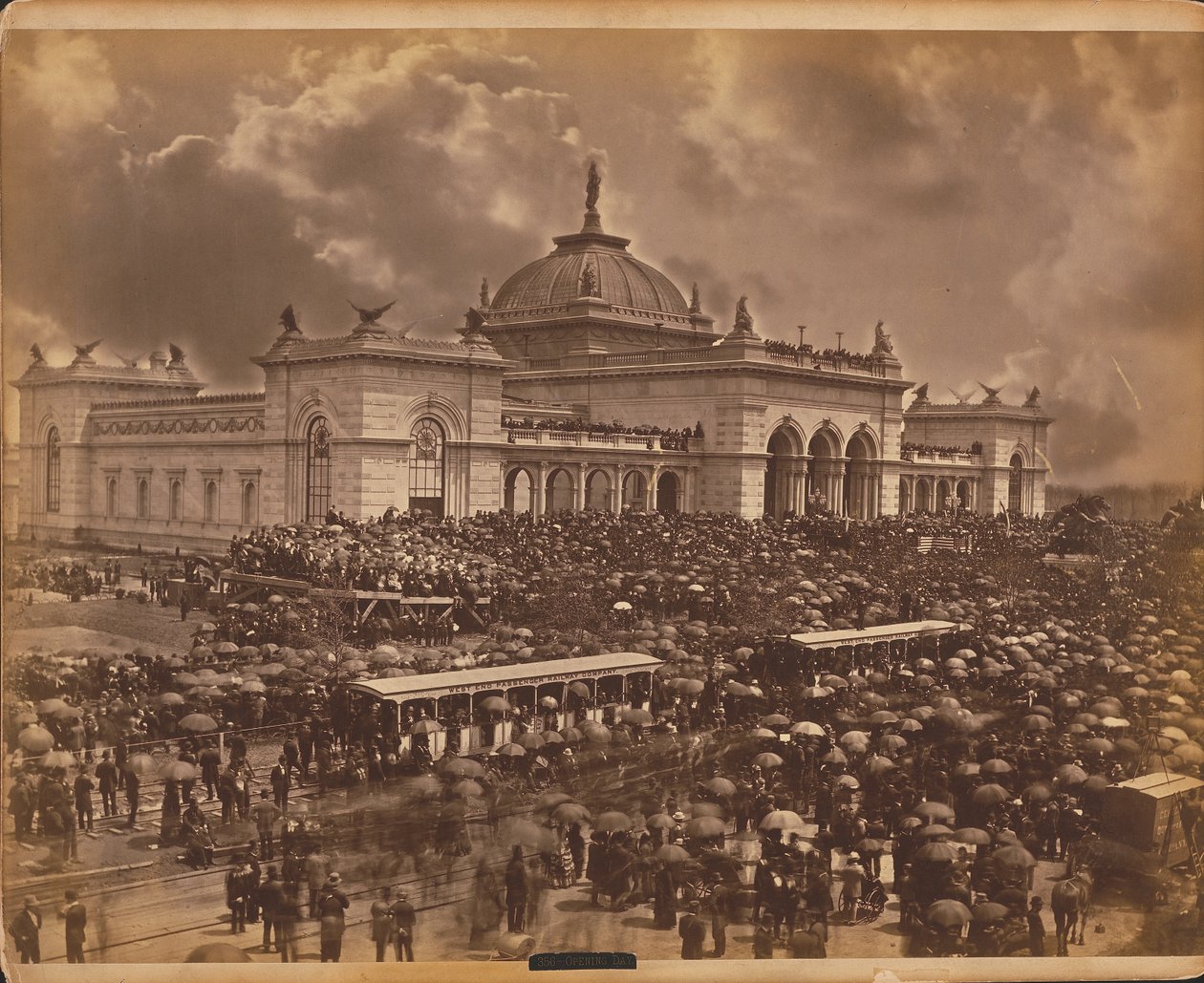 開会の日、「The Orators」、1876年のセンテニアル国際展、フィラデルフィア 作： アメリカの写真家