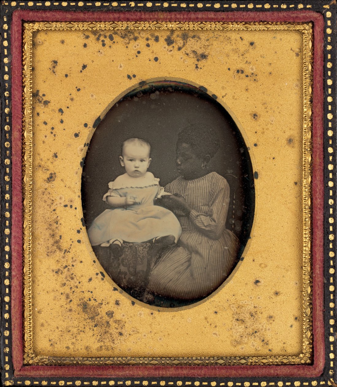 子供と若い女性の肖像,c.1850年（写真） 作： アメリカの写真家