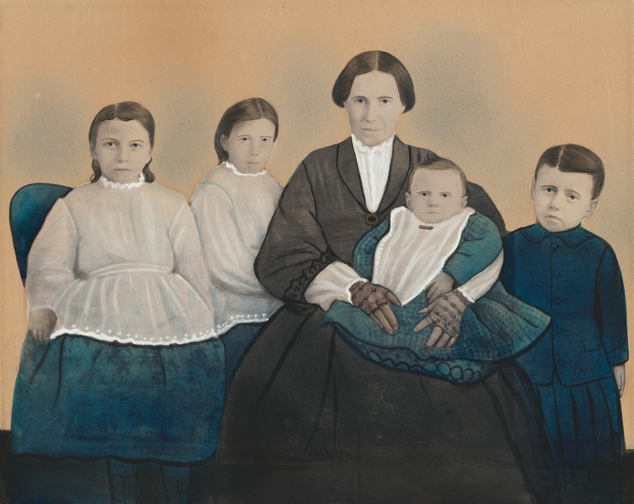 母と4人の子供の肖像,1850年代（写真） 作： アメリカの写真家