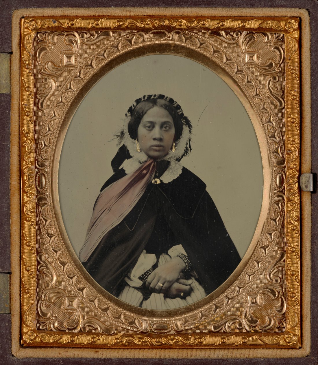 女性の肖像、ジョセフィン・フォルクスの可能性,c.1860年（写真） 作： アメリカの写真家