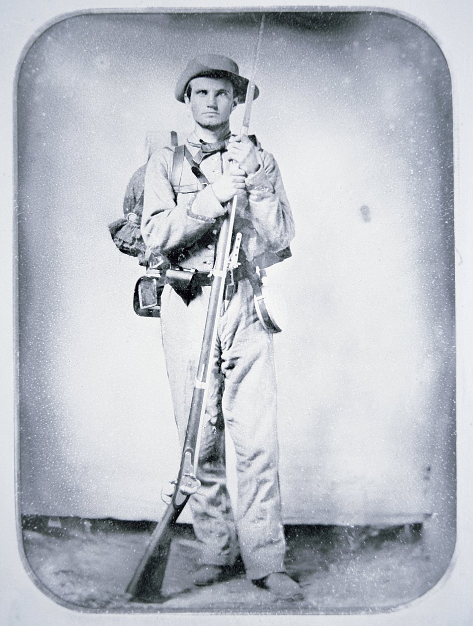 南部連合軍兵士トーマス・テイラー二等兵（モノクロ写真 作： アメリカの写真家