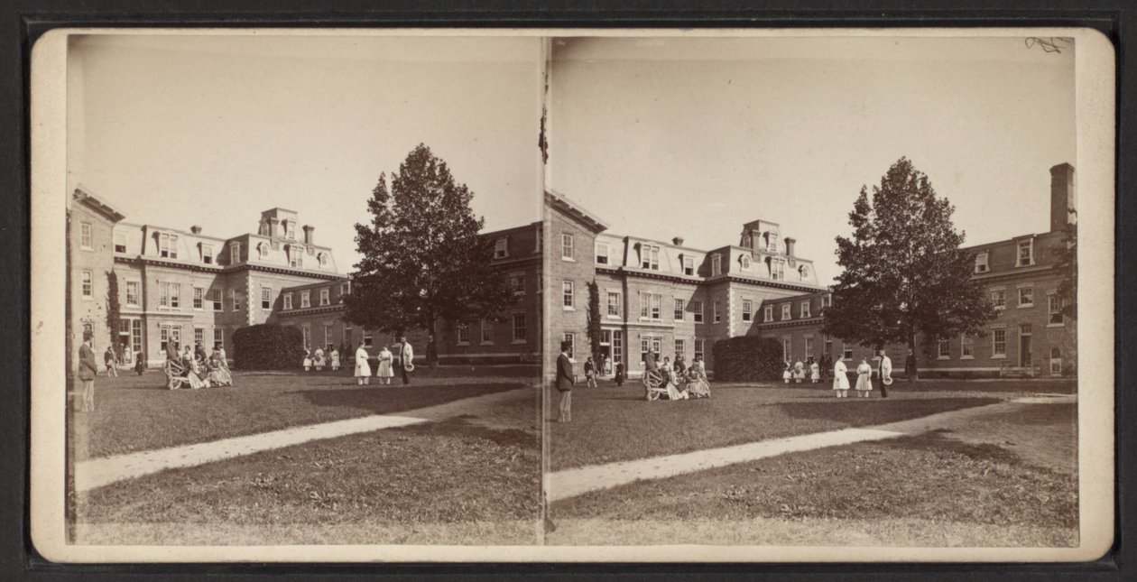 オナイダ・コミュニティの立体写真（1870年頃）（モノクロ写真 作： アメリカの写真家