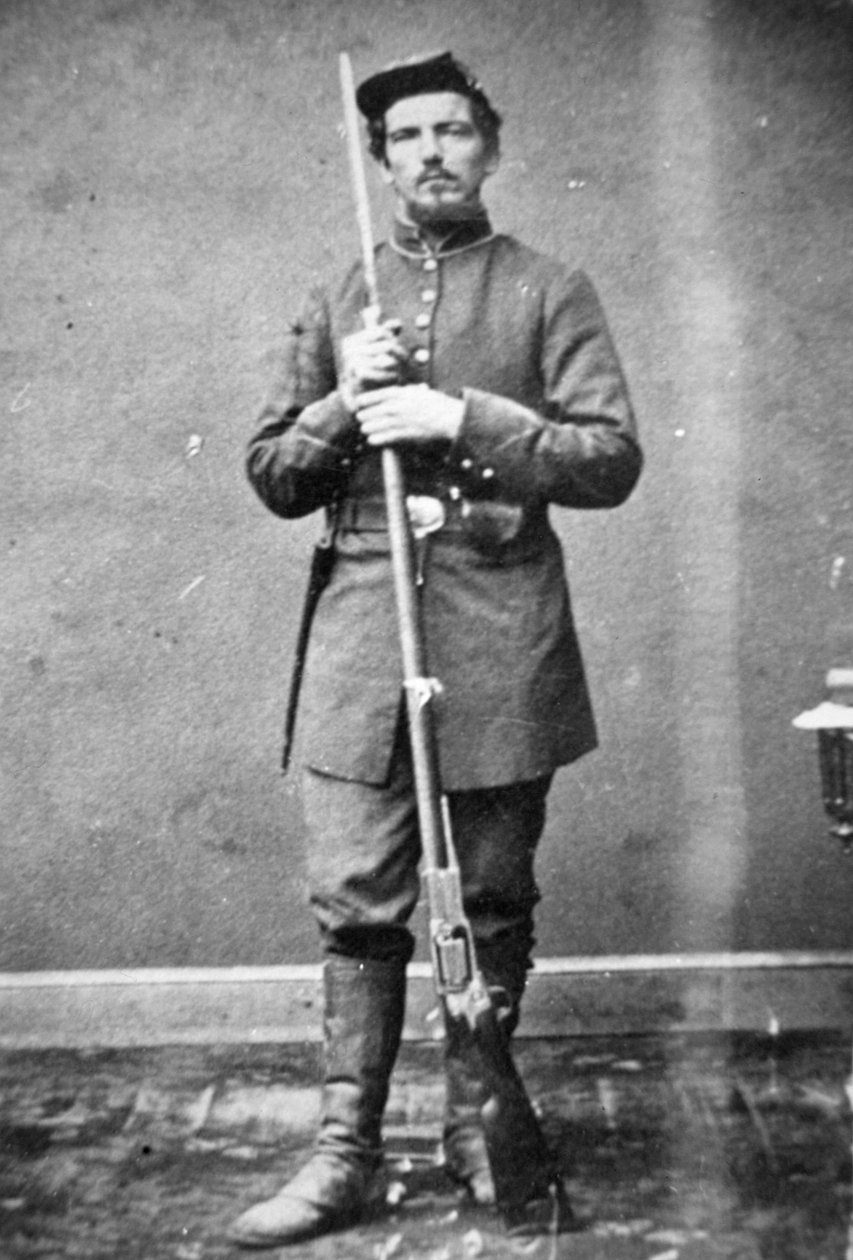 ベルダンの狙撃兵の北軍兵士（モノクロ写真