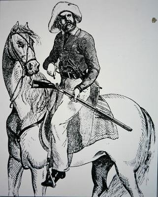 テキサス・レンジャー（1845年頃）（エングレーヴィング 作： アメリカの学校