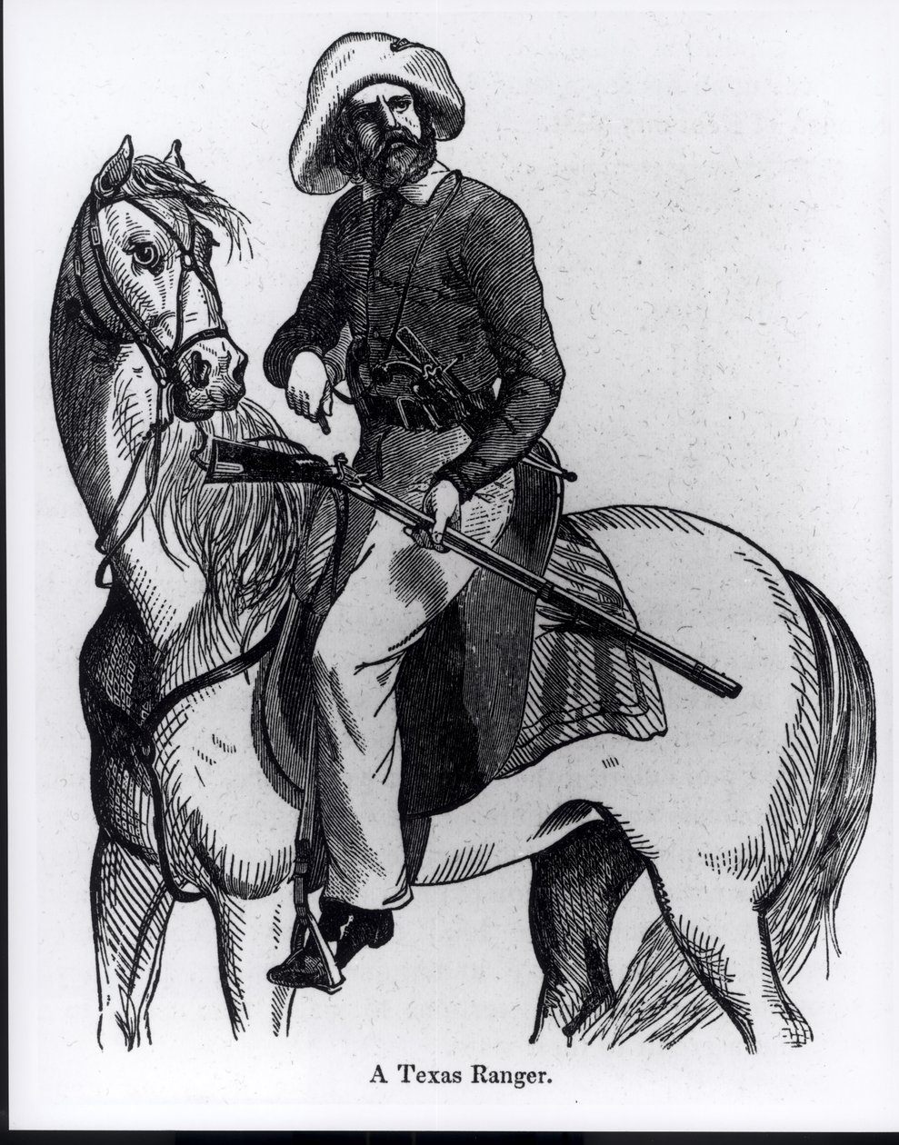 テキサスレンジャー、ジョンフロストによる「メキシコの絵画史とメキシコ戦争」のイラスト、1848 作： アメリカの学校
