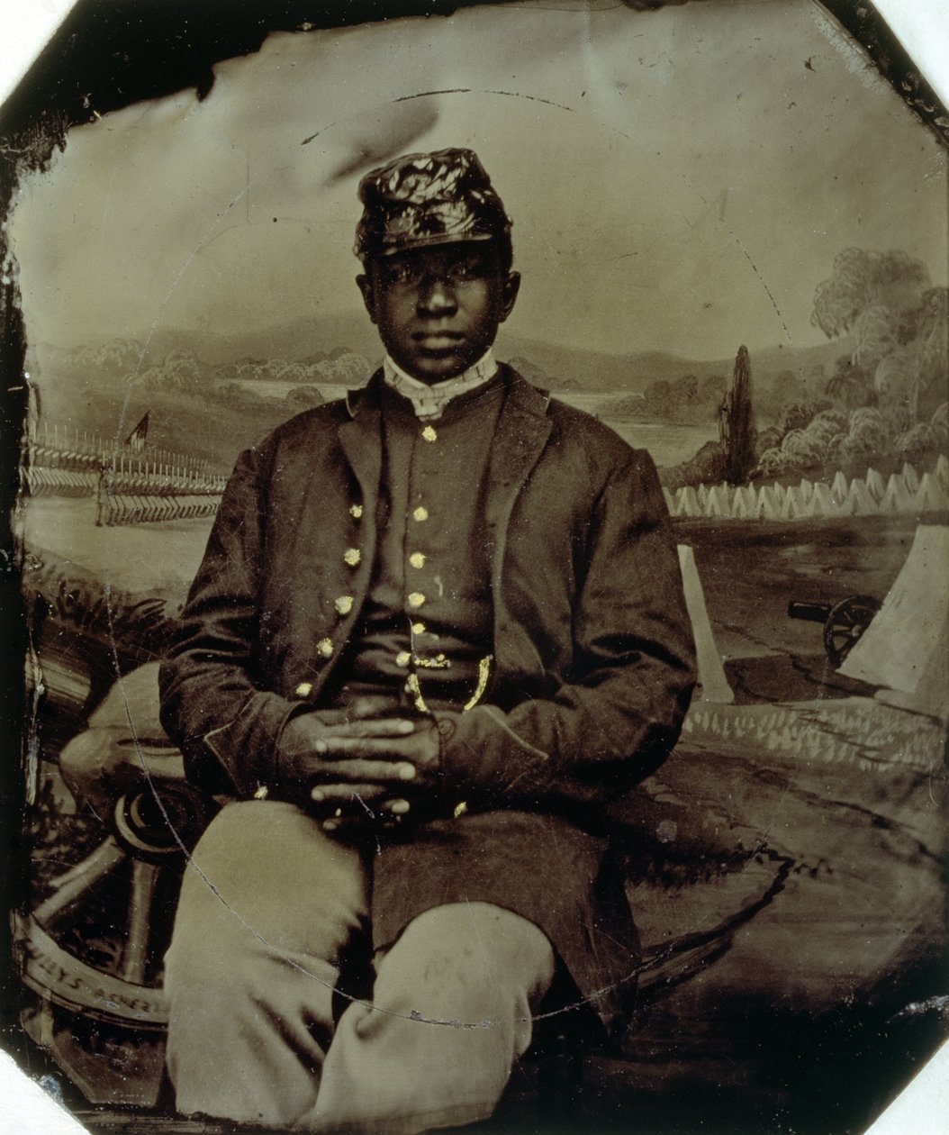 アブラハムF.ブラウン、第54マサチューセッツ歩兵、c.1863（tintype） 作： アメリカの学校