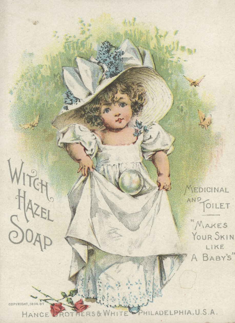 ウィッチヘーゼルソープ、薬用およびトイレ用の広告、1894 作： アメリカの学校