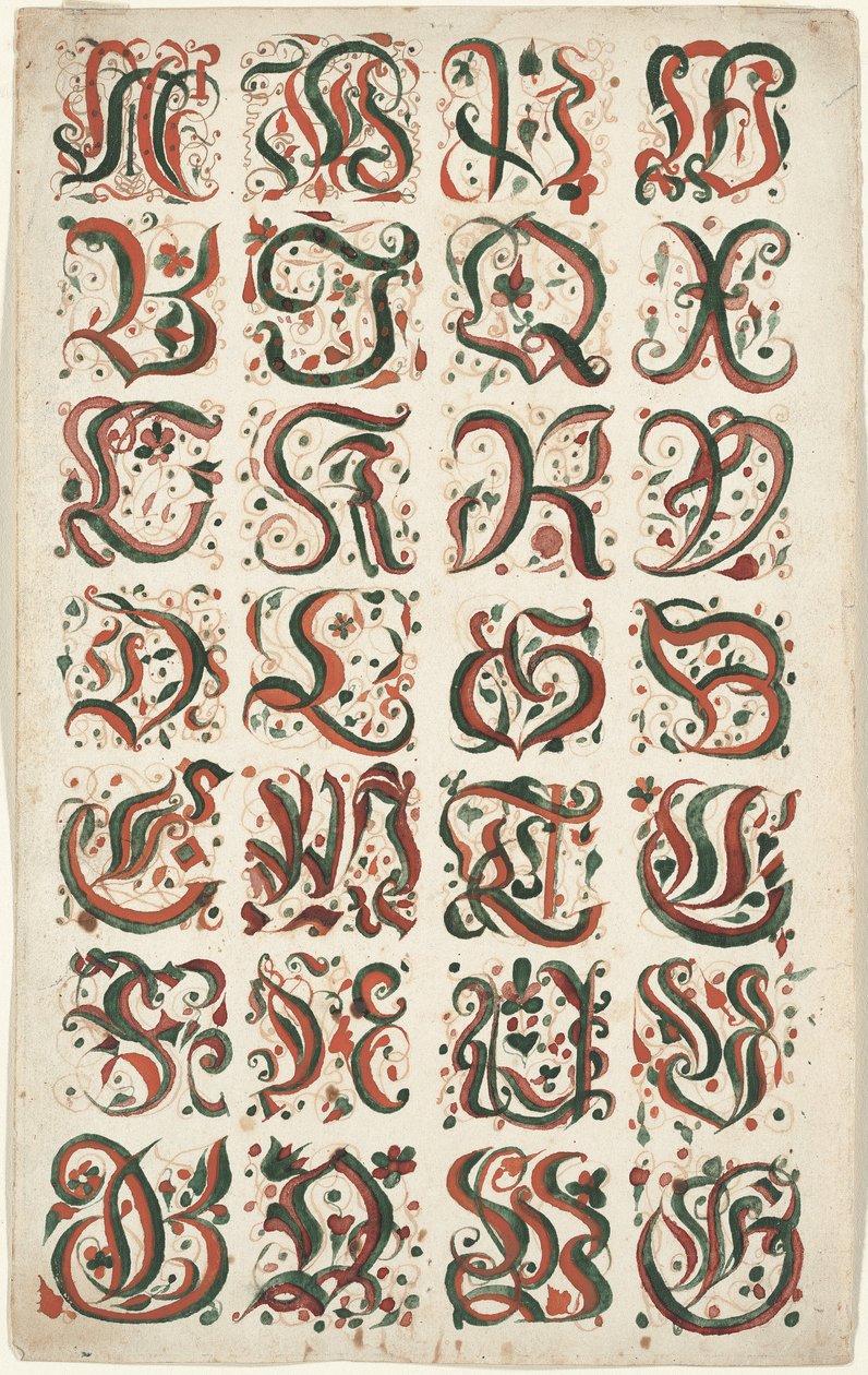 アルファベット、骨折絵画、c.1825-50 作： アメリカの学校