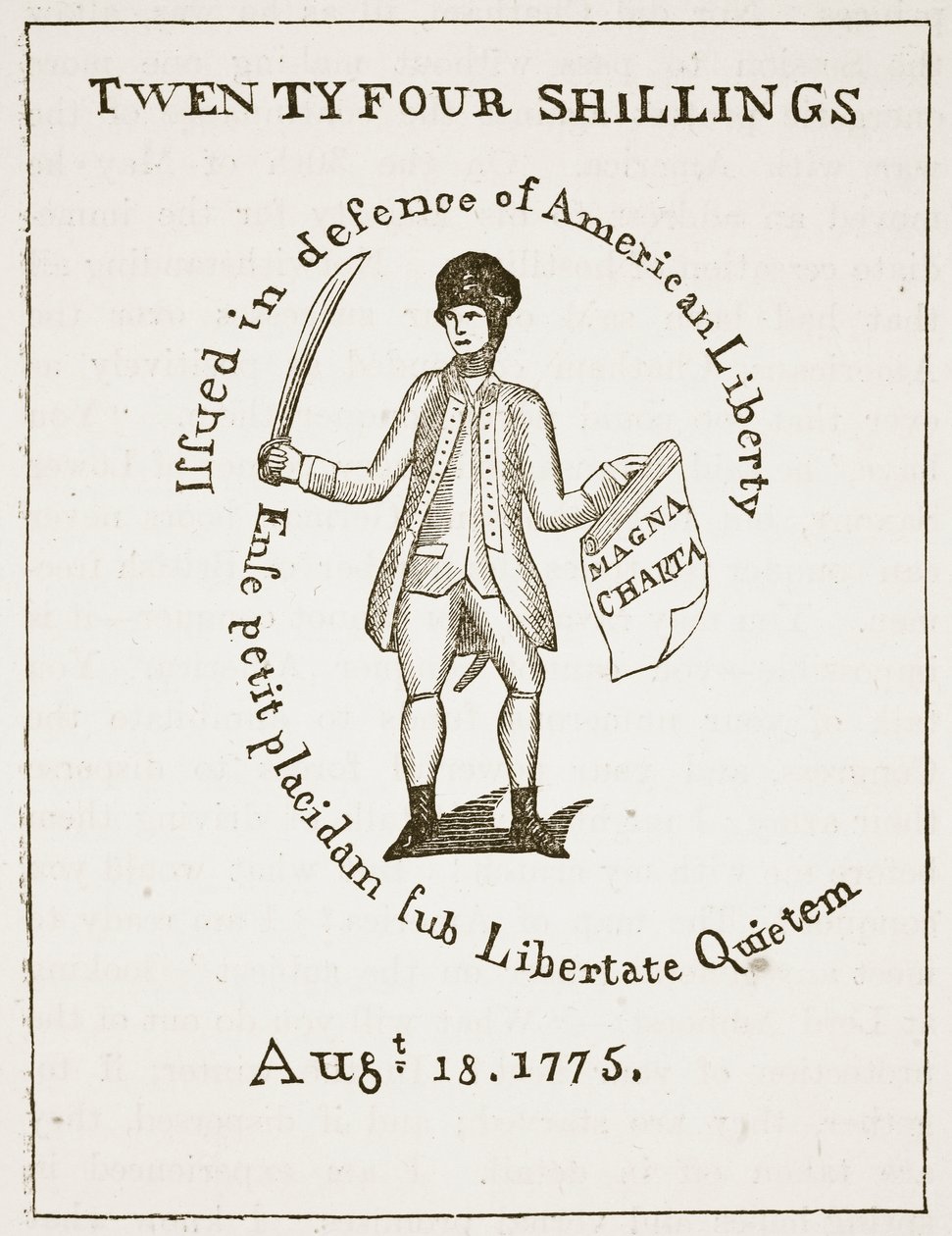 アメリカの手形、1775年、Cassells Illustrated History of Englandからのイラスト（セピア写真） 作： アメリカの学校