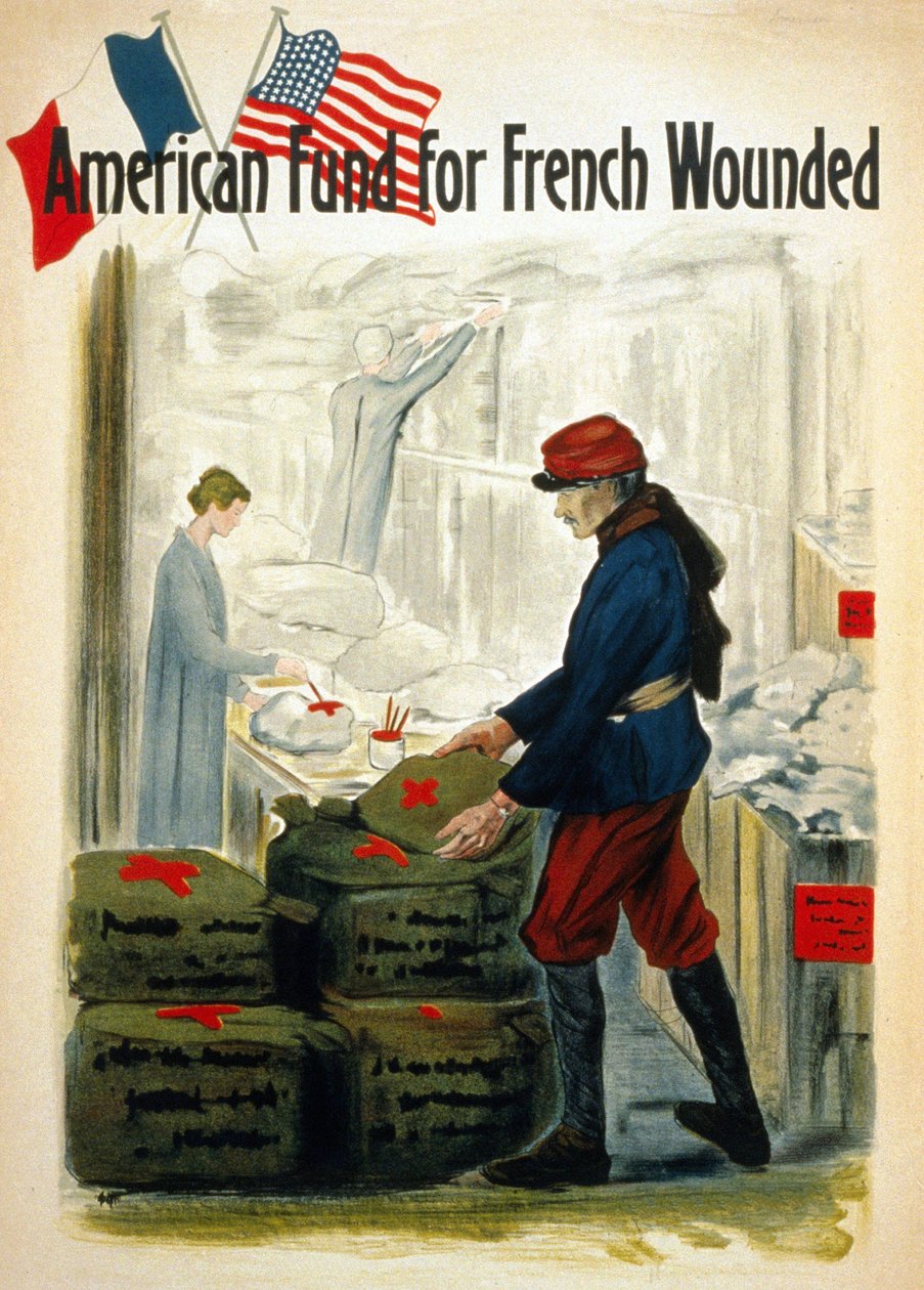 フランス戦傷病者のためのアメリカの資金 - 1917年頃 作： アメリカの学校