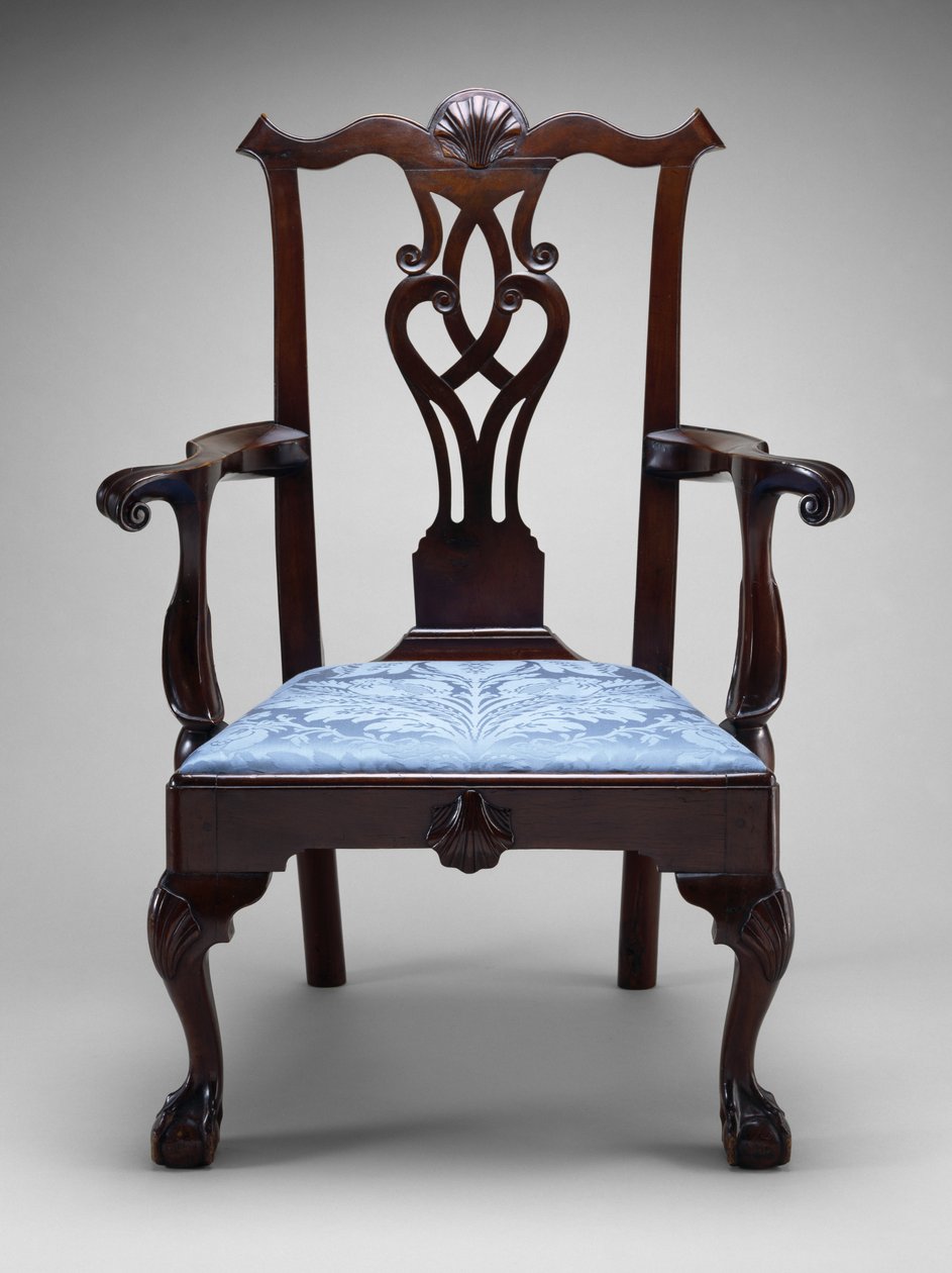 アームチェア、c。 1760-1790（黒いクルミ;南の黄色い松） 作： アメリカの学校