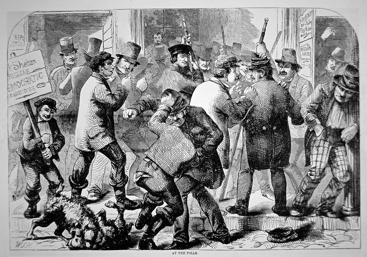 At the Polls」1850年頃（エングレーヴィング 作： アメリカの学校