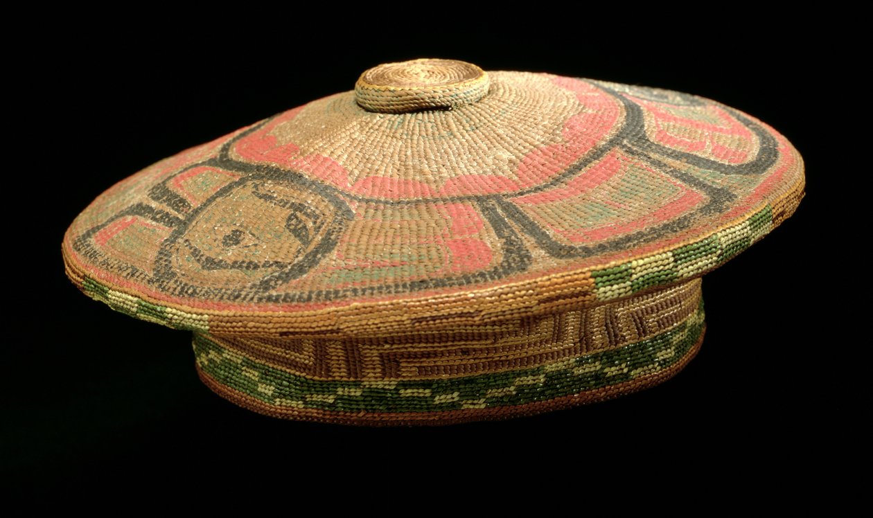 バスケットリーキャップ、1849年以前（植物繊維） 作： アメリカの学校