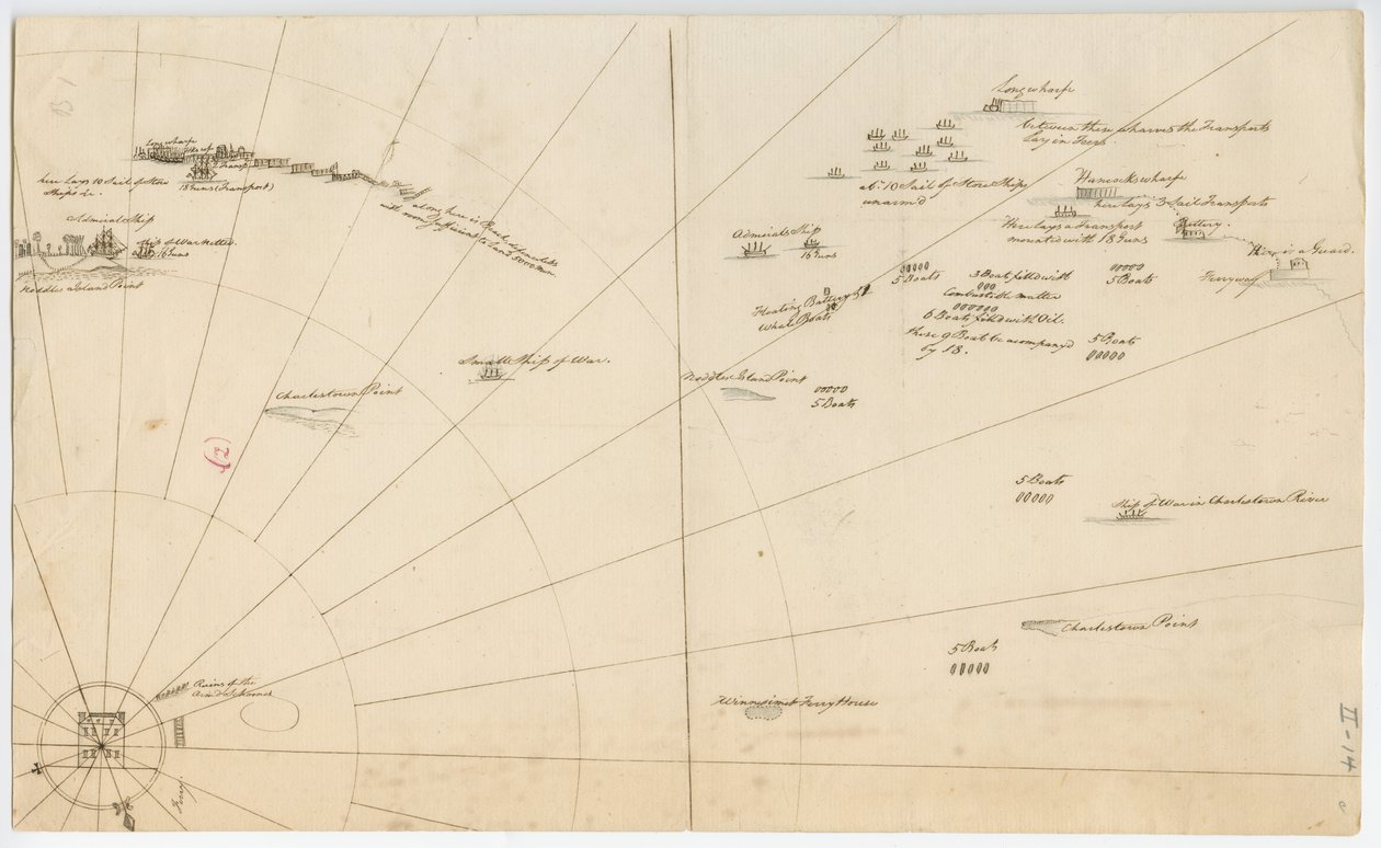 ボストン港包囲戦計画、1775-1776年頃 作： アメリカの学校