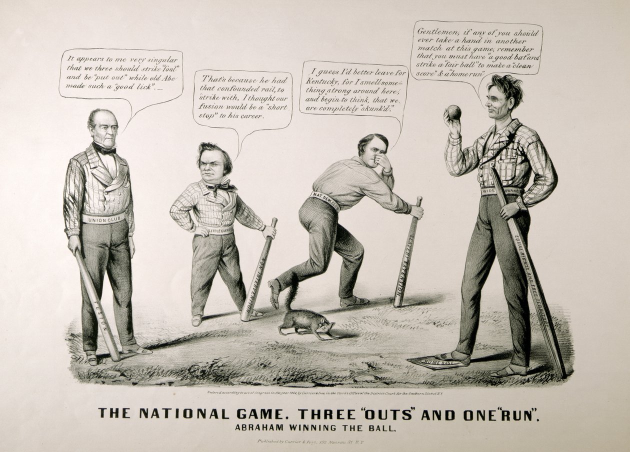 エイブラハムリンカーン（1809-65）を示す漫画 作： アメリカの学校