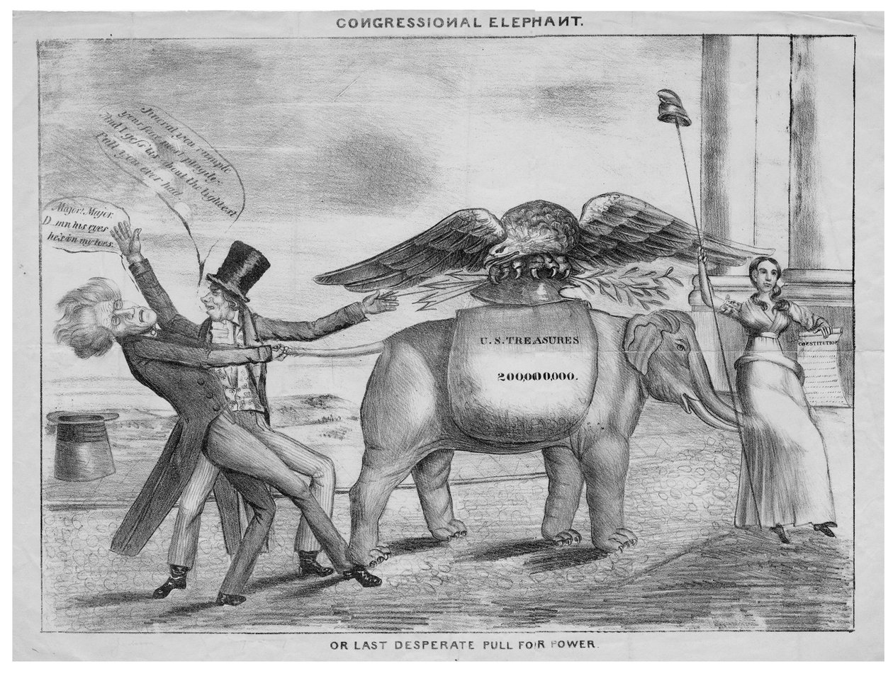 議会の象、または最後の権力奪取、1832年 作： アメリカの学校