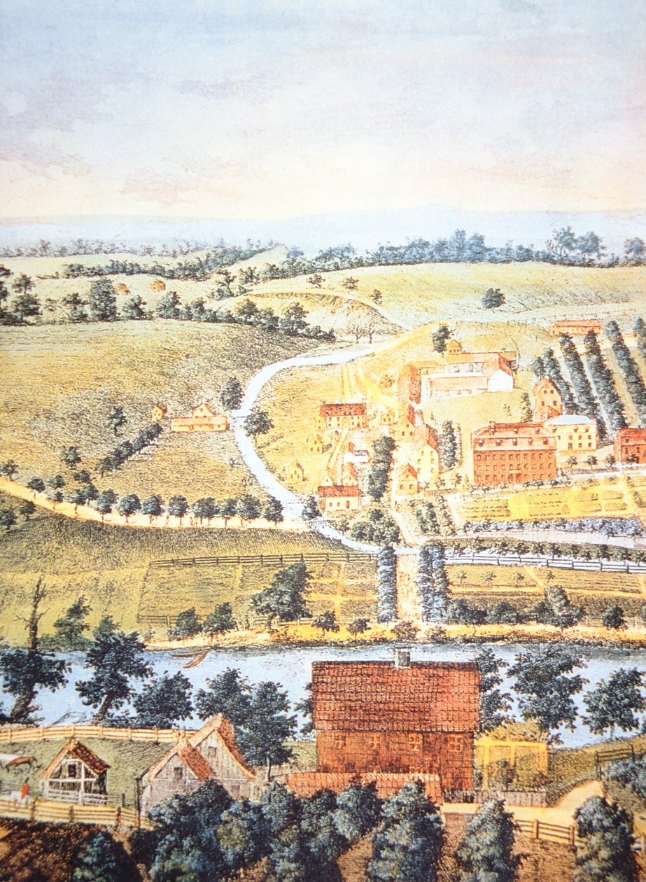 1750年のペンシルバニア州の耕作地（カラーリトグラフ 作： アメリカの学校