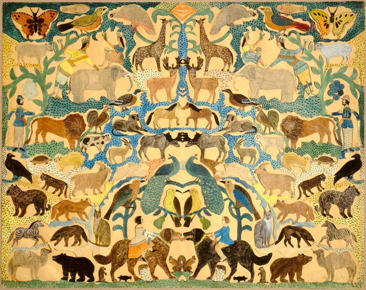 動物の切り抜き（紙に切り紙とトイレ） 作： アメリカの学校