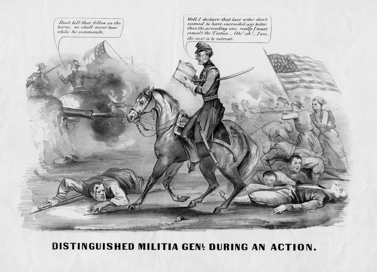 著名な民兵の属。アクション中に、Currier＆Ives、ニューヨークで公開c。 1861 作： アメリカの学校