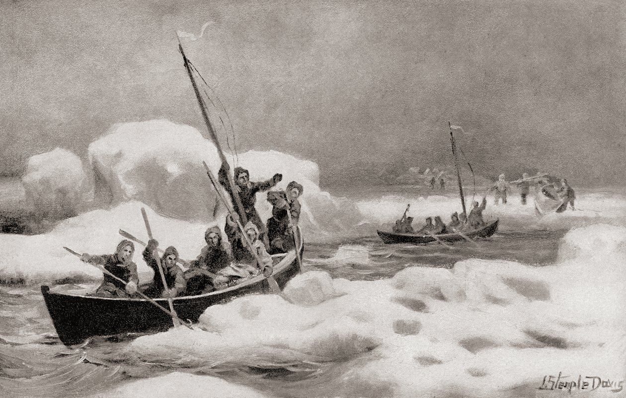 エリシャ・ケント・ケイン、1853年の第2次グリンネル探検隊の隊長、北極圏で失われたジョン・フランクリン卿の探検隊を探す。 作： アメリカの学校