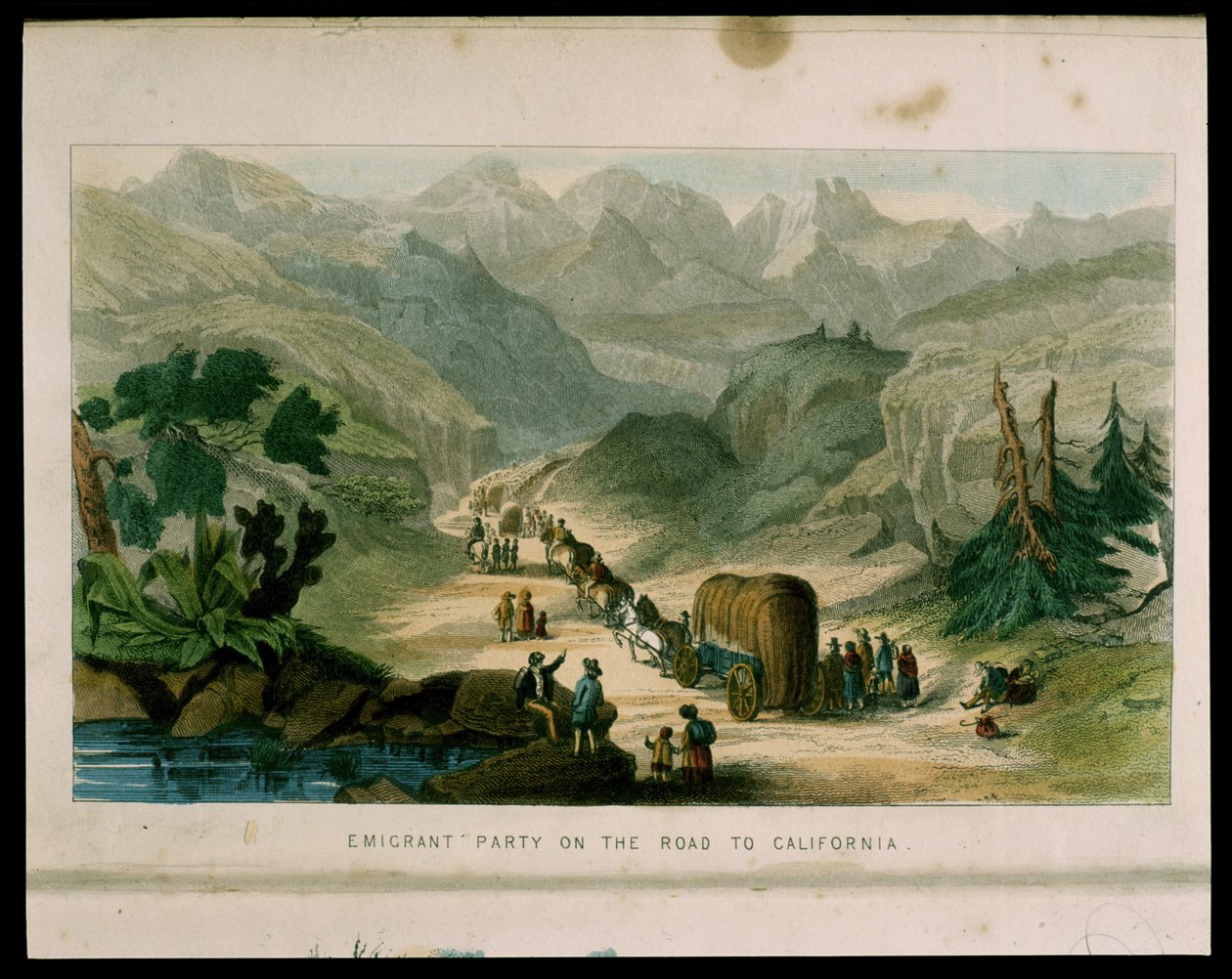 1596年のカリフォルニアへの道の移民党、カリフォルニアからの挿絵、その過去の歴史、現在の位置、GAフレミングによるその将来の展望、1850 作： アメリカの学校