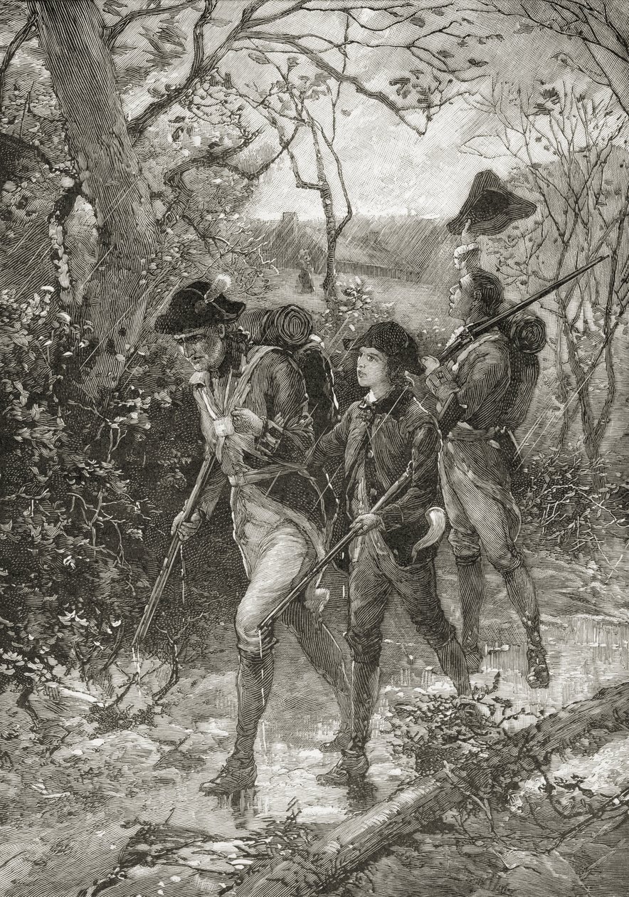 「アメリカの簡単な歴史」からの自由の父と息子、ASバーンズウント社によって1885年に発行（リソ） 作： アメリカの学校