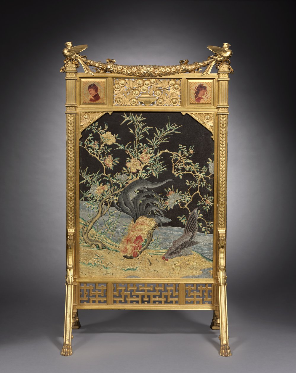 ファイヤースクリーン、ヘルターブラザーズ、c.1878-1880 作： アメリカの学校