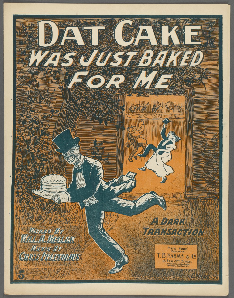 Will D. HeelanとChris Praetoriusによる "Dat Cake was a baked just me for me"の前絵、c.1898 作： アメリカの学校