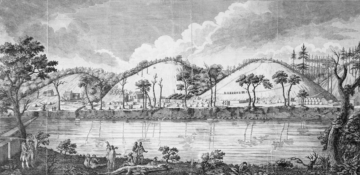 ジョン・バーゴイン将軍（1723-92）がインディアンと出会う 作： アメリカの学校